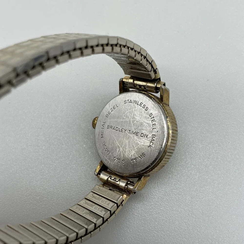 Vintage Bradley Mickey Mouse Womens Watch 24mm Gold Tone Pie Eye New Battery